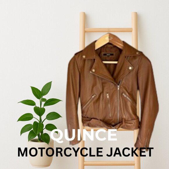 QUINCE Leather Moto Jacket – Cognac Brown – Small – NWOT - Picture 4 of 15